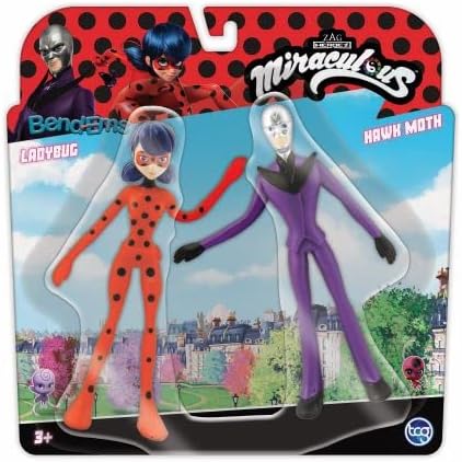 Hawk Moth and Ladybug from Miraculous bendable 2pc figure set