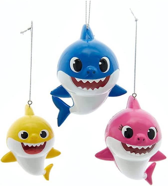 Baby Shark blow mold set of 3 ornaments