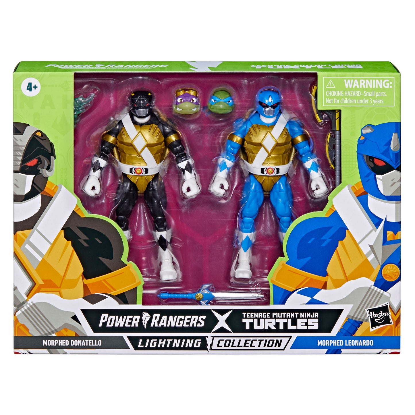 Power Rangers X TMNT Don Black and Leo Blue Rangers Lightning Collection 2pc set