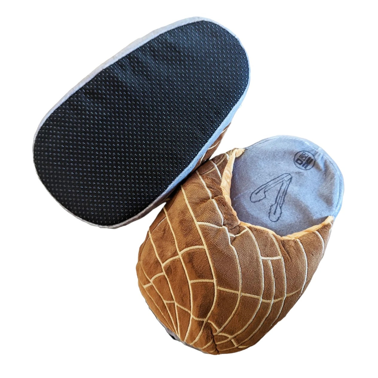 Pan Dulce concha chocolate plush slippers