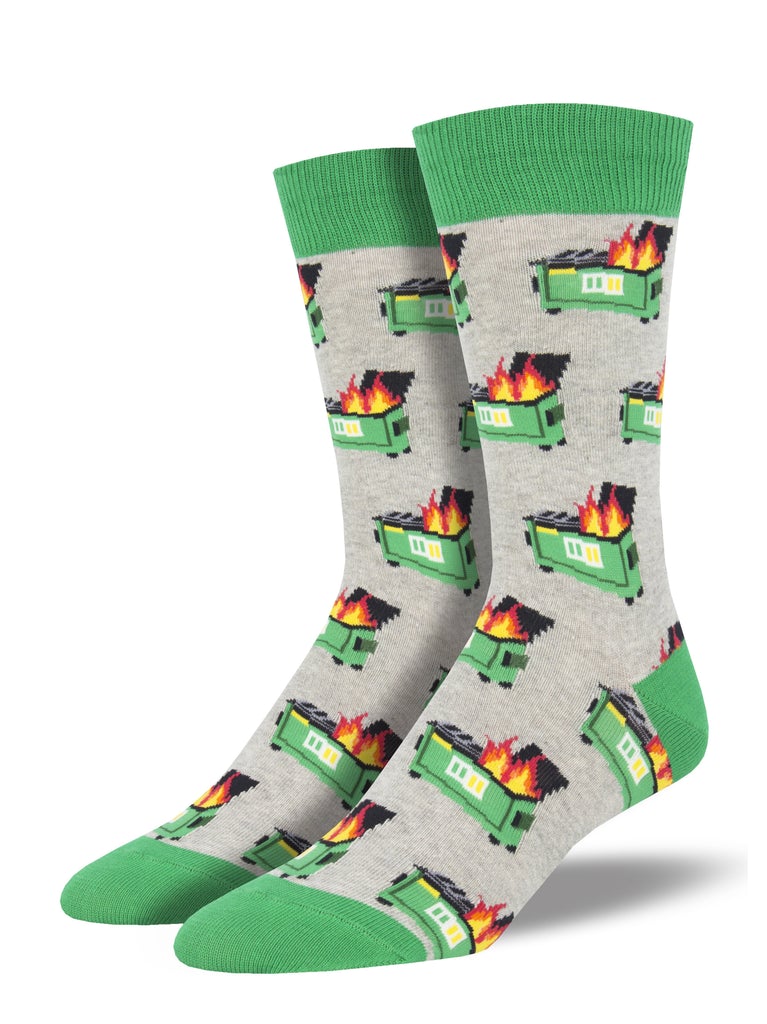 Dumpster fire heather grey crew socks