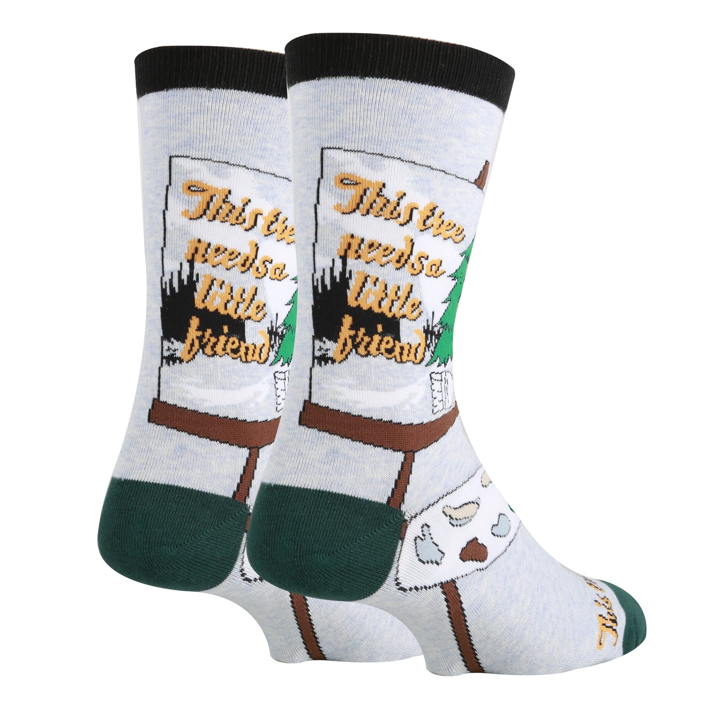 Bob Ross Hug a Tree crew sock