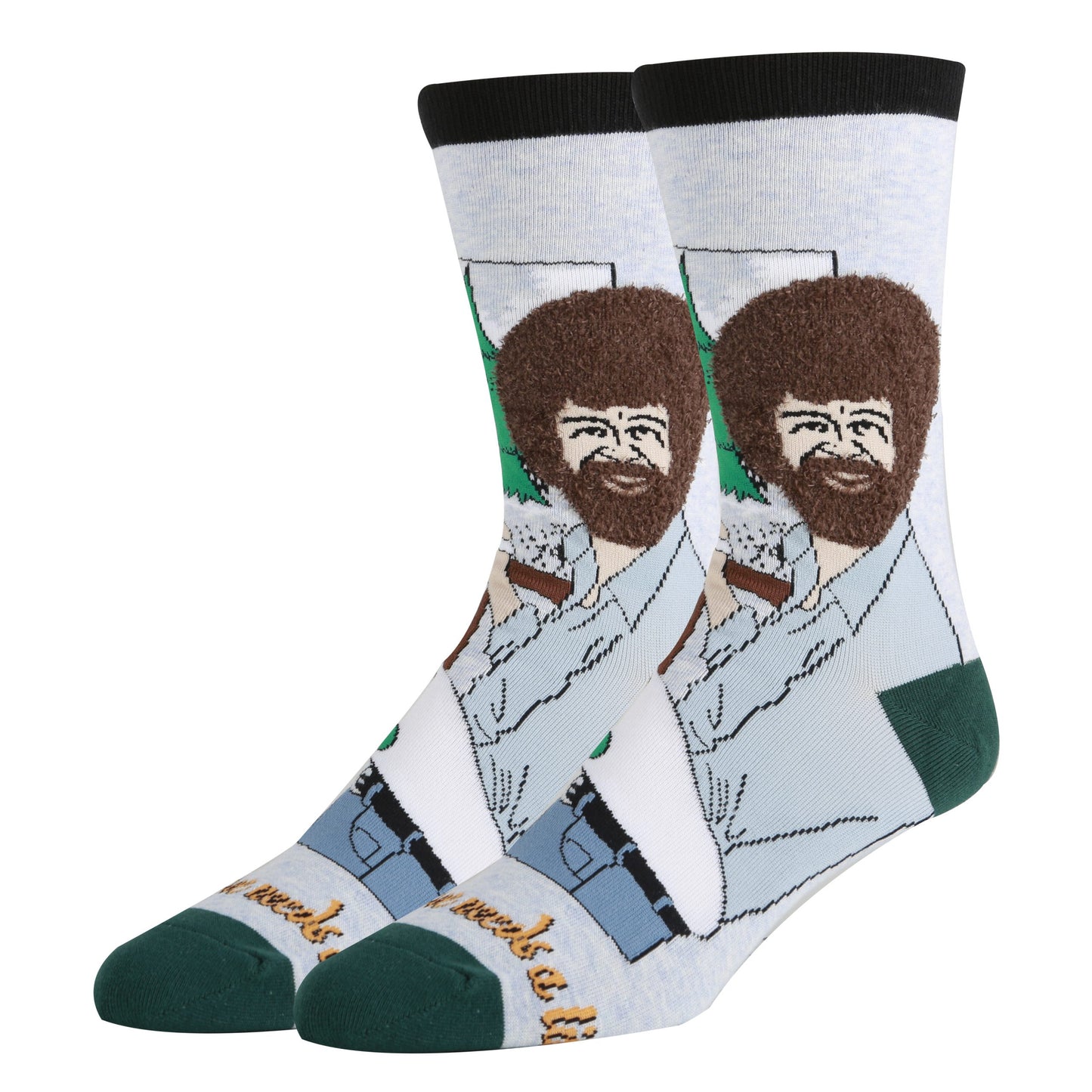 Bob Ross Hug a Tree crew sock