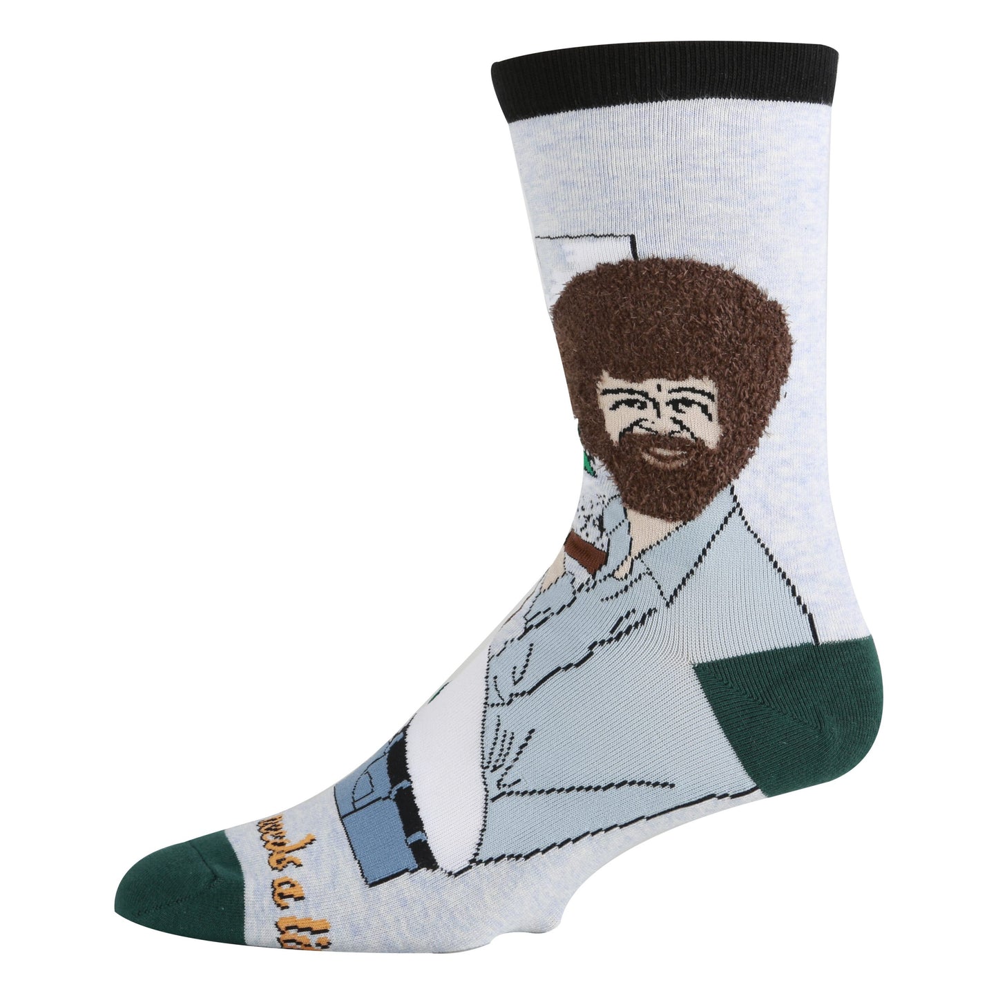 Bob Ross Hug a Tree crew sock