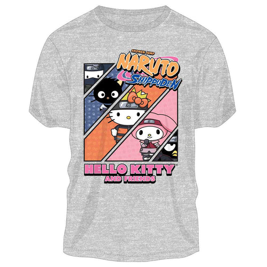 Naruto X Hello Kitty and Friends grey T-shirt