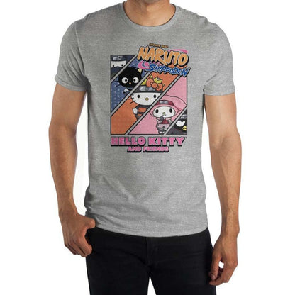 Naruto X Hello Kitty and Friends grey T-shirt