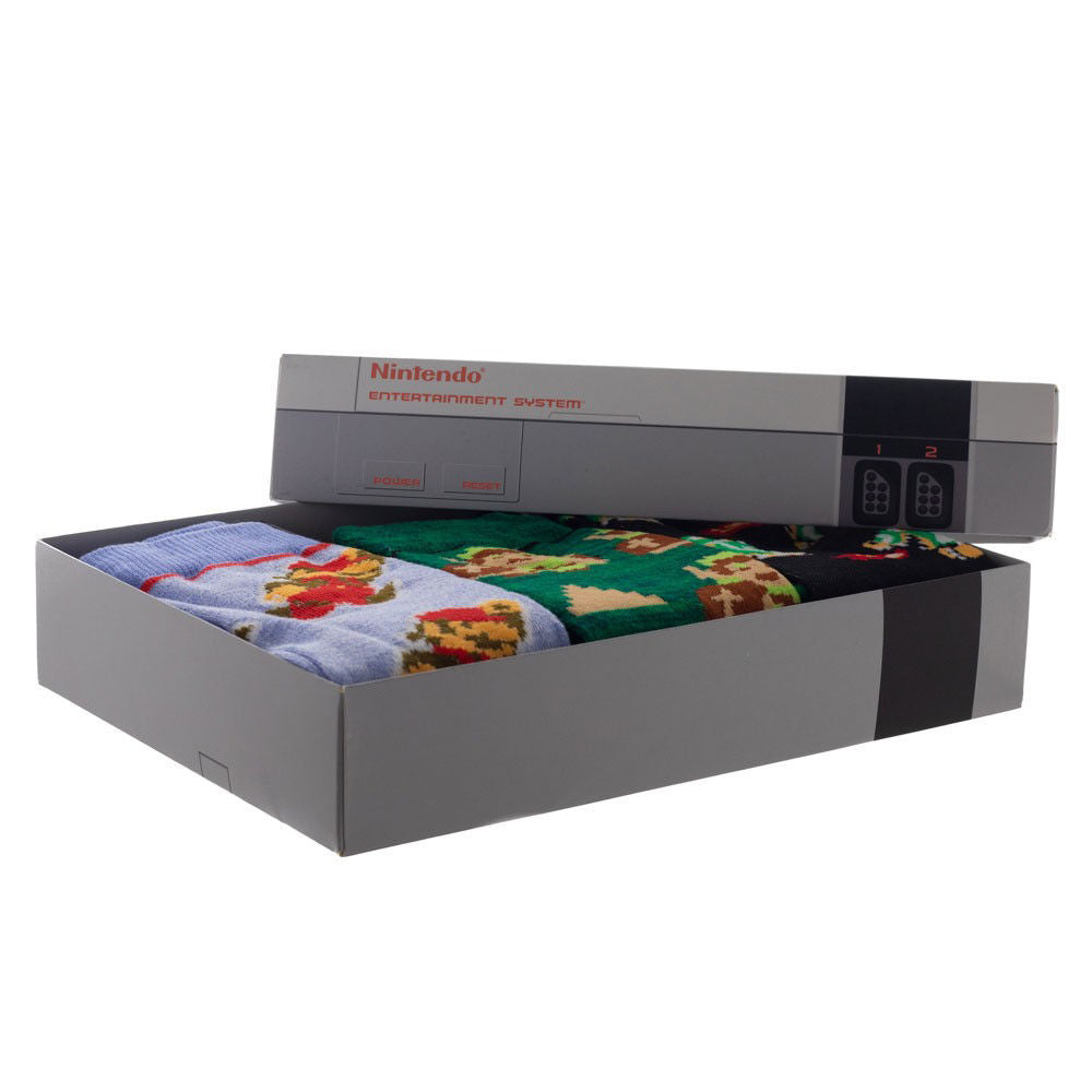 Super Mario and Zelda crew sock box set