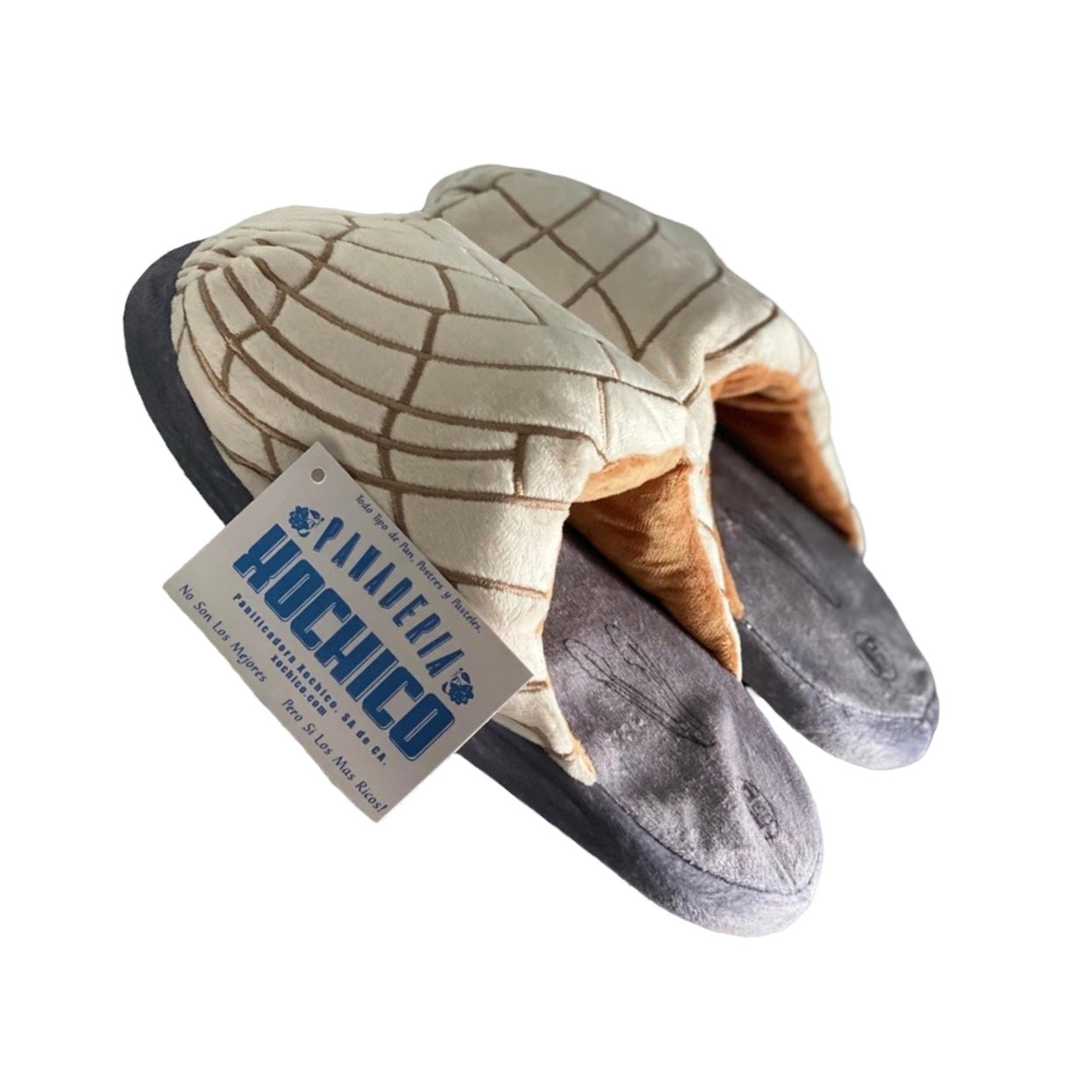 Pan Dulce concha vanilla off white plush slippers