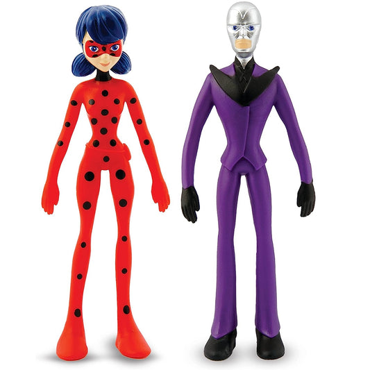 Hawk Moth and Ladybug from Miraculous bendable 2pc figure set