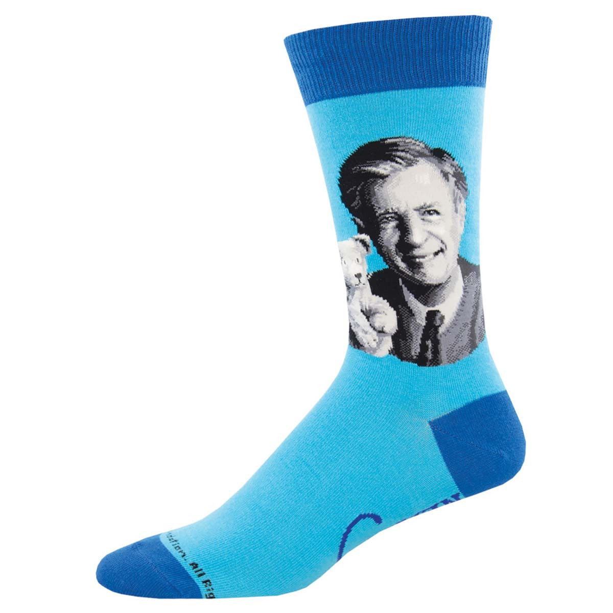 Mister Rogers Portrait blue crew sock