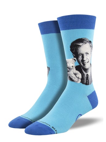 Mister Rogers Portrait blue crew sock