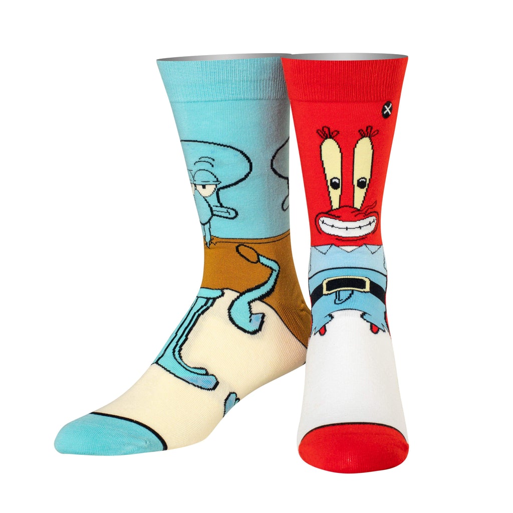 Squidward and Mr. Krabs from Spongebob Squarepants crew socks