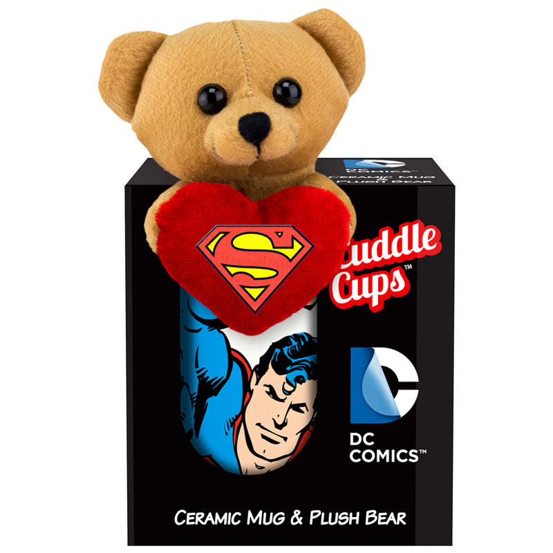 Ceramic Cuddle Cup "Superman Flying" with tiny plush bear