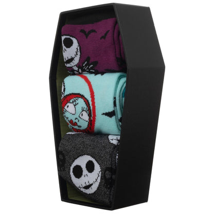 The Nightmare Before Christmas coffin 3-Pair crew sock gift box set