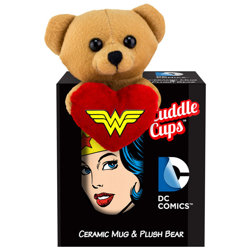 Ceramic Cuddle Cup "Wonder Woman Face" with tiny plush bear