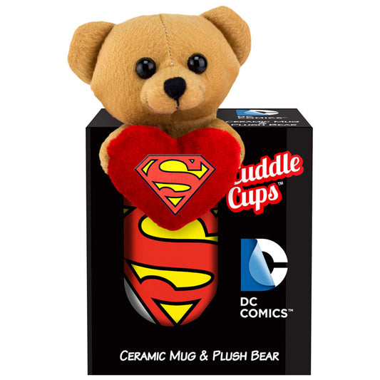 Ceramic Cuddle Cup "Superman Logo" with tiny plush bear